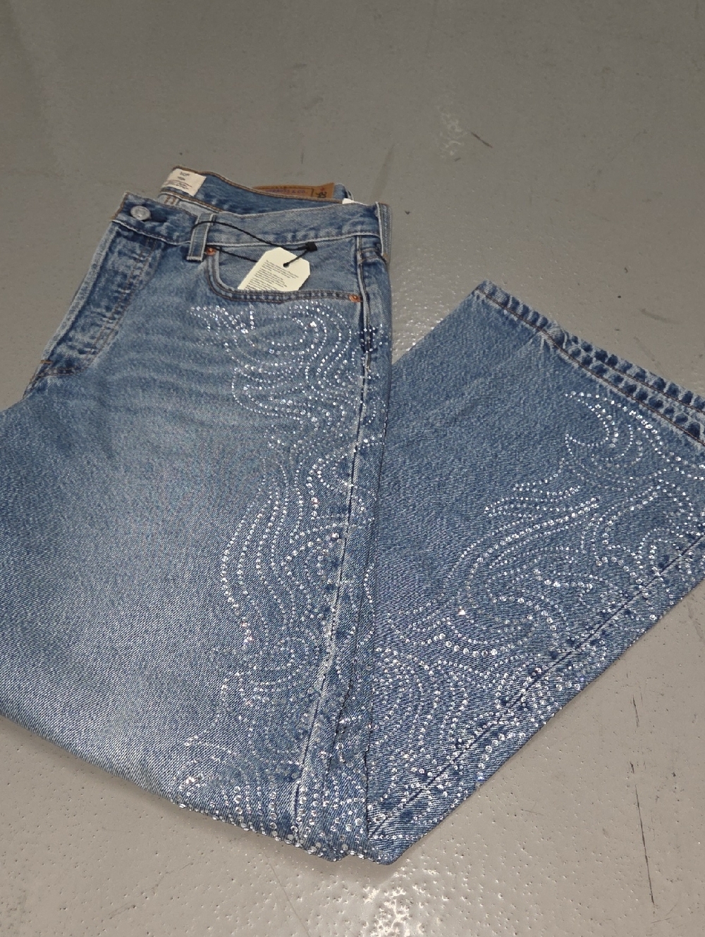 Levi's X Beyonce 90's 501 Jeans with Rhinestone Swirl Detail
